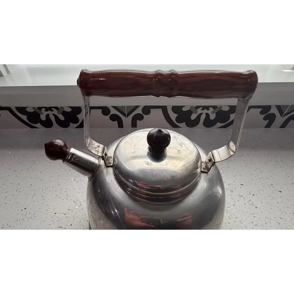 Vintage FARBERWARE Tea Kettle Pot 753 2.5 Quart Lid and Whistler Stainless Steel